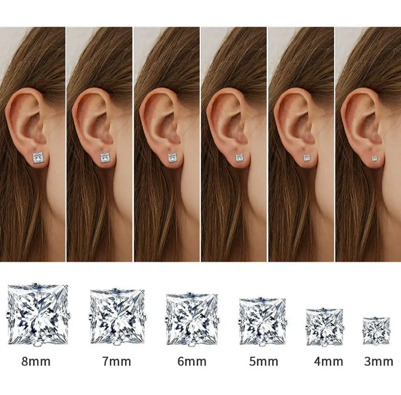 King n' Queen Ohrringe Diamant Eckig / Nickel Frei& Allergien Frei/ Edelstahl 1Paar