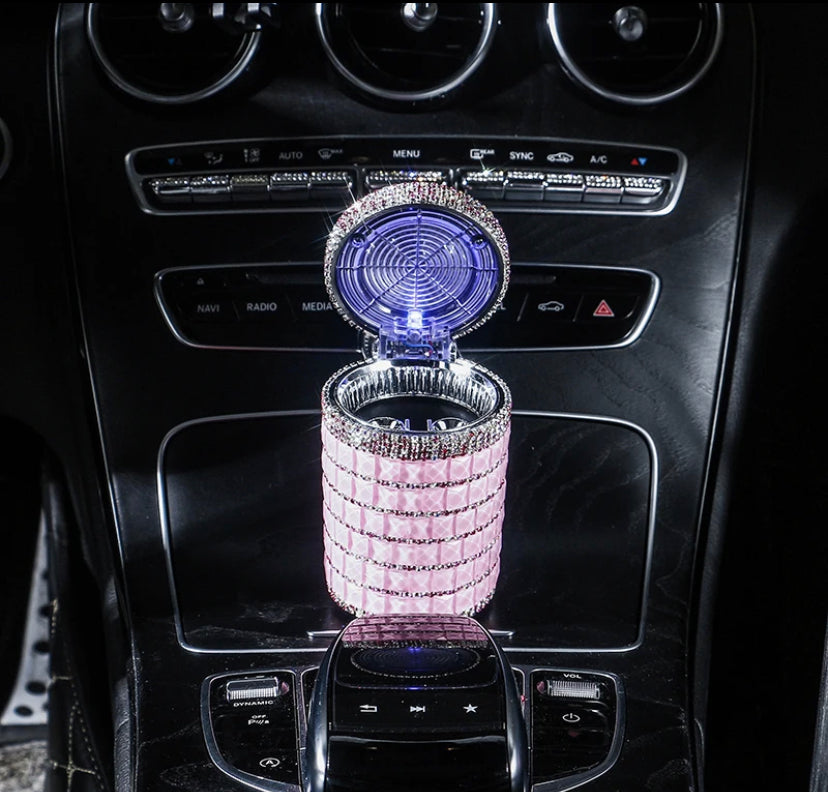 Glitter Aschenbecher Pink mit LED