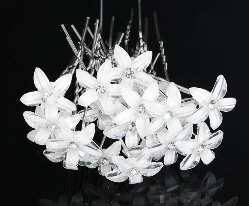 Haarschmuck Glasblumen Diamanten 1Stück