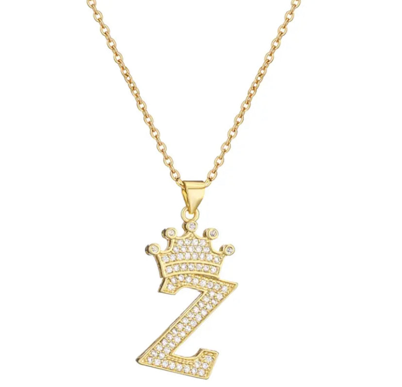 Custom Halskette Gold mit Buchstaben Krone (mit deinem Wunschnamen, exklusive für dich angefertigt)