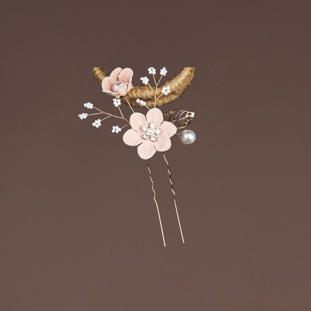 Haarschmuck Gold Beige Blumen 2