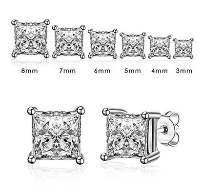 King n' Queen Ohrringe Diamant Eckig / Nickel Frei& Allergien Frei/ Edelstahl 1Paar