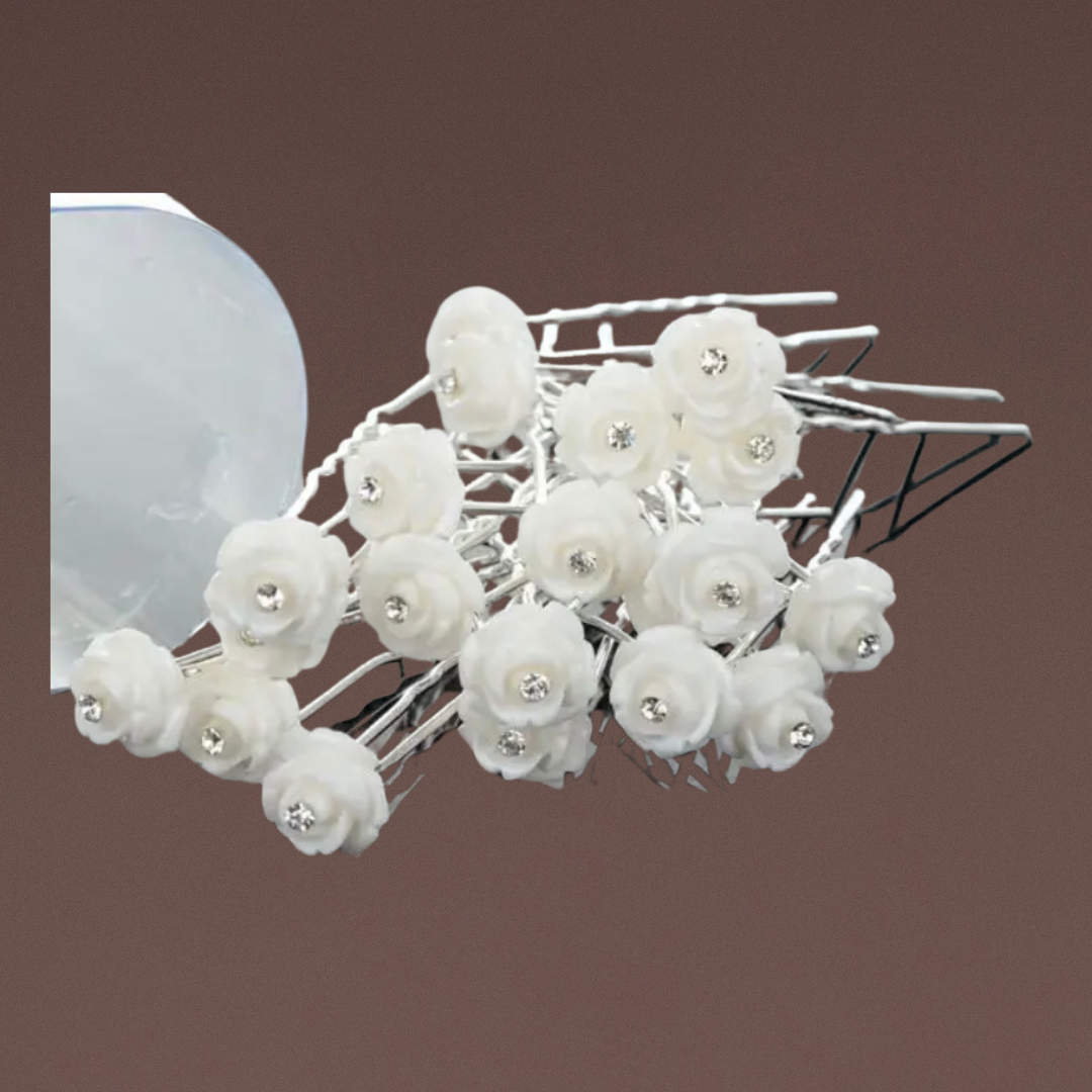 Haarschmuck Weisse Rosen Diamant 1Stück