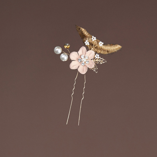 Haarschmuck Gold Beige Blumen 1