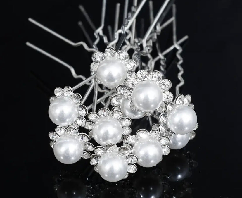 Haarschmuck Diamanten Perlen Rosen 1Stück
