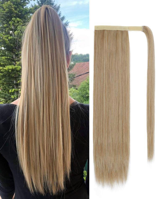 Ponytail Straight 50cm Kunsthaar Blond mit Strähnen