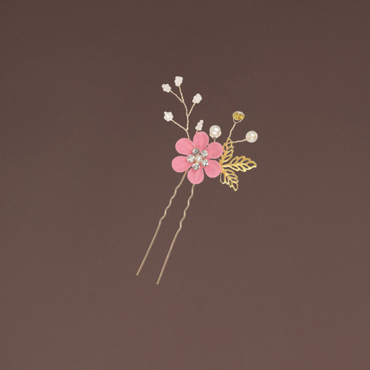 Haarschmuck Gold Rosa Blumen 1