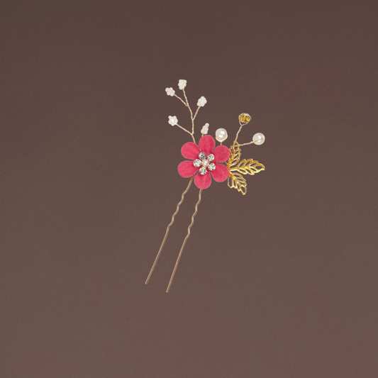 Haarschmuck Gold Rot Blumen 1