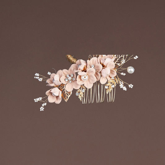 Haarschmuck Gold Beige Blumen 4