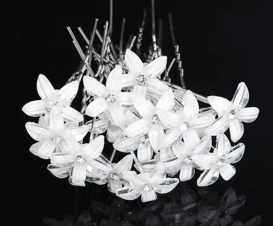 Haarschmuck Glasblumen Diamanten 1Stück