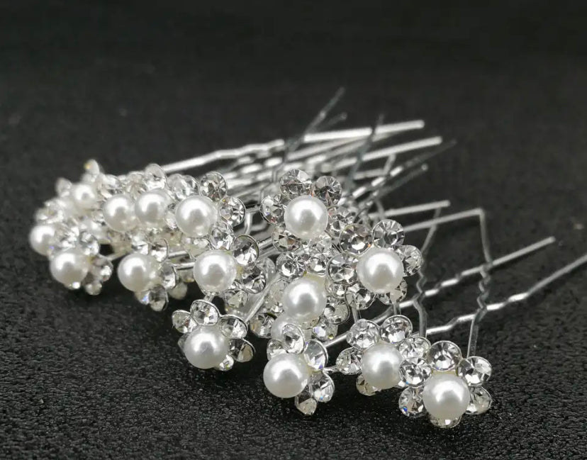 Haarschmuck Diamanten Perlen Blumen 1Stück